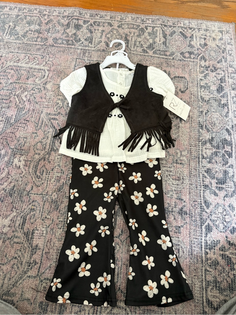 Rachel Zoe Black Fringe Vest with Cream Top & Black Daisy Pants